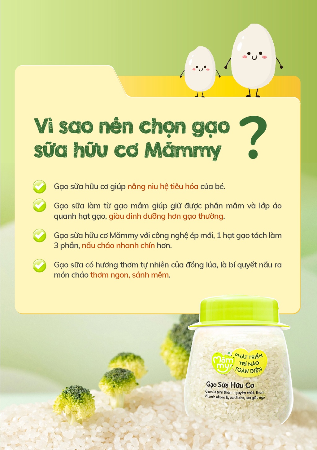 Mô tả Combo 3 hũ gạo sữa hữu cơ Mămmy nấu cháo cho bé ăn dặm, hũ 140gr - 2