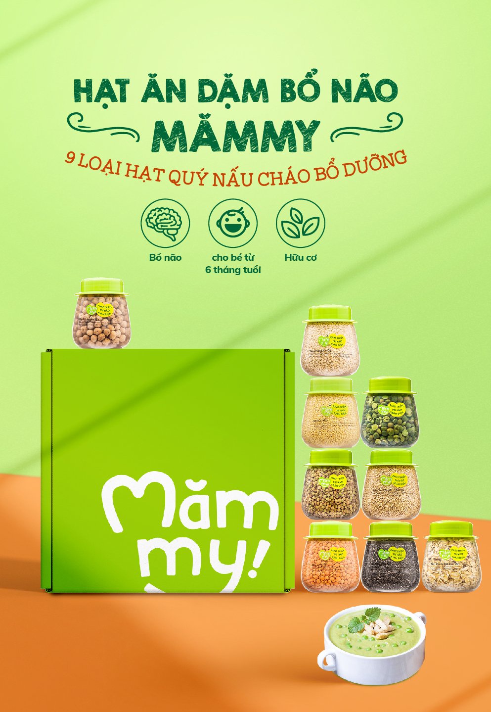 Mô tả Tổng hợp hạt ăn dặm hữu cơ Mămmy loại 1 cho bé gồm hạt đậu lăng, đậu gà, diêm mạch, kiều mạch, kê nếp, yến mạch... - 1