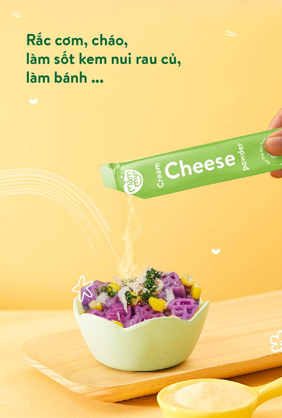 Mô tả Phô mai tách muối Mămmy dạng bột rắc cơm, cháo cho bé ăn dặm, hộp 10 ống (3g/ ống) - 2