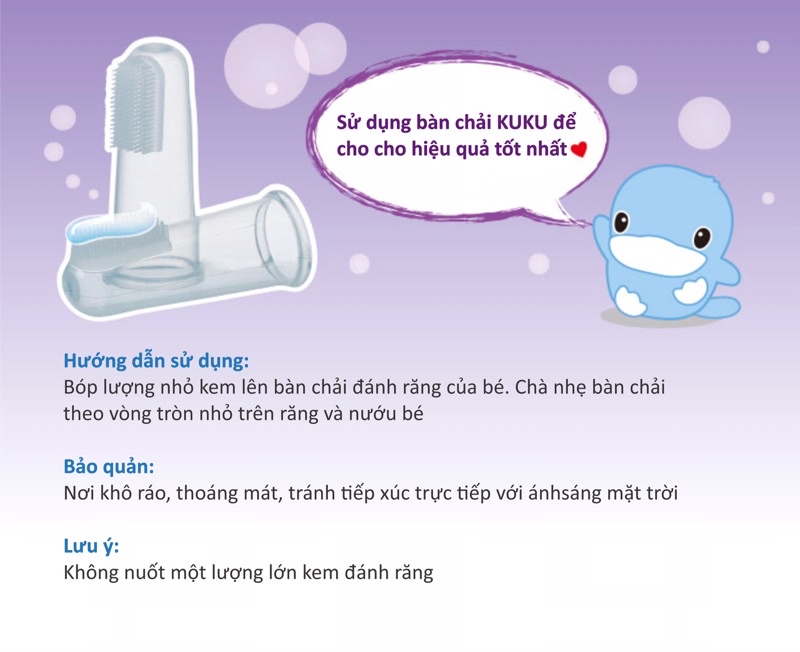 Mô tả Kem đánh răng trẻ em Ku.Ku Duckbill cho bé trên 6 tháng KU1052, KU1087, KU1099 (tuýp 50g) - 5