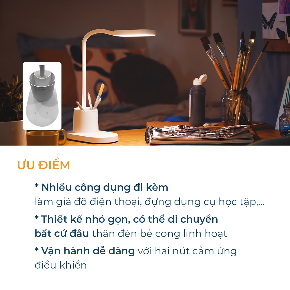 Mô tả Đèn bàn Philips bảo vệ mắt Bucket DSK214 7W - Điều chỉnh độ sáng, êm dịu cho đôi mắt khỏe đẹp - 4
