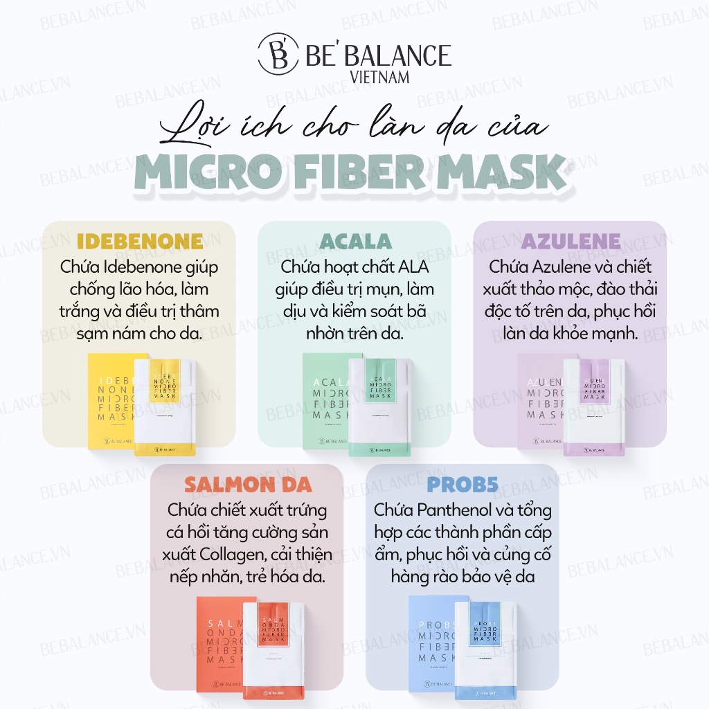 Mô tả 1 Miếng Mặt Nạ Vải Vi Sợi Be'Balance MICRO FIBER MASK 3in1 giúp Làm Đẹp Da - 2
