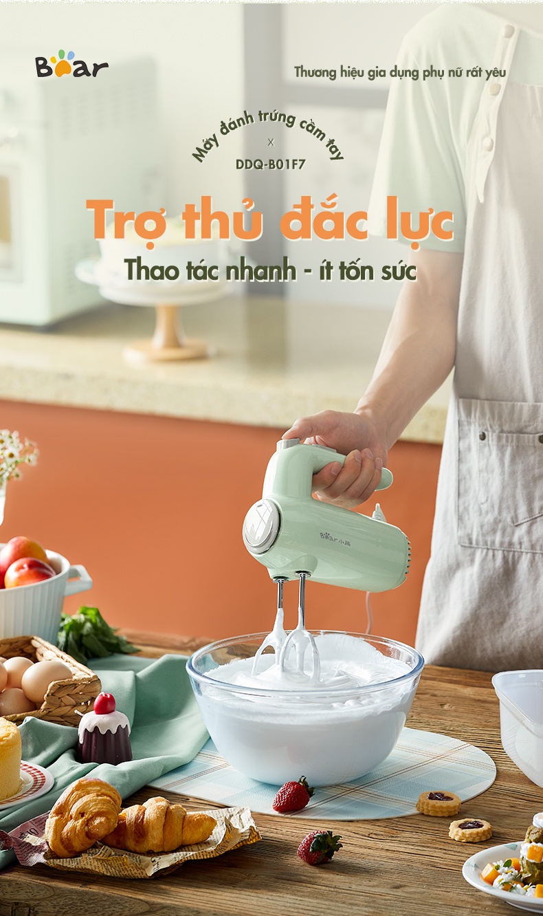 Mô tả Máy đánh trứng cầm tay Bear DDQ-B01F7 - Hàng Chính Hãng - 1