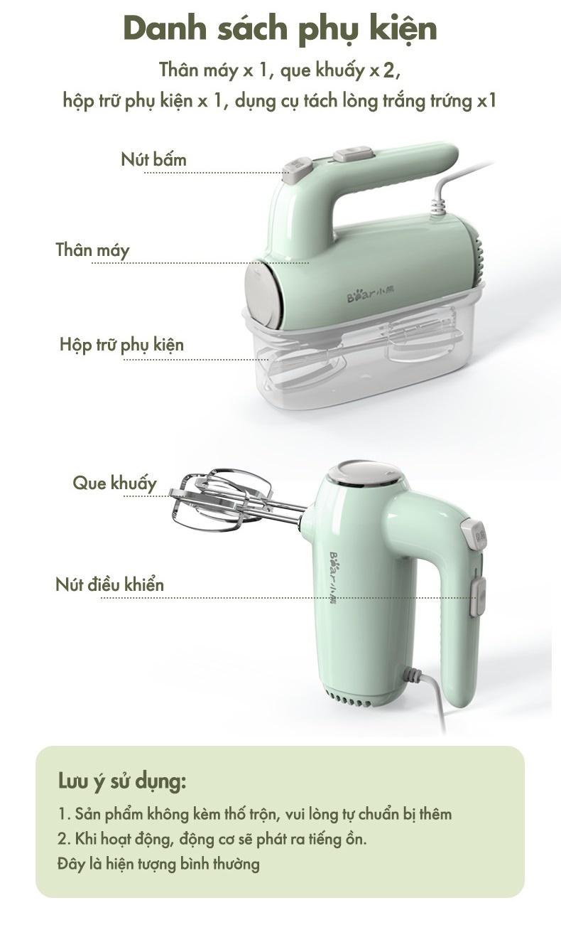 Mô tả Máy đánh trứng cầm tay Bear DDQ-B01F7 - Hàng Chính Hãng - 7