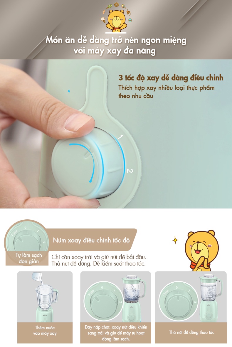 Chi tiết máy xay sinh tố Bear LLJ-B12K1