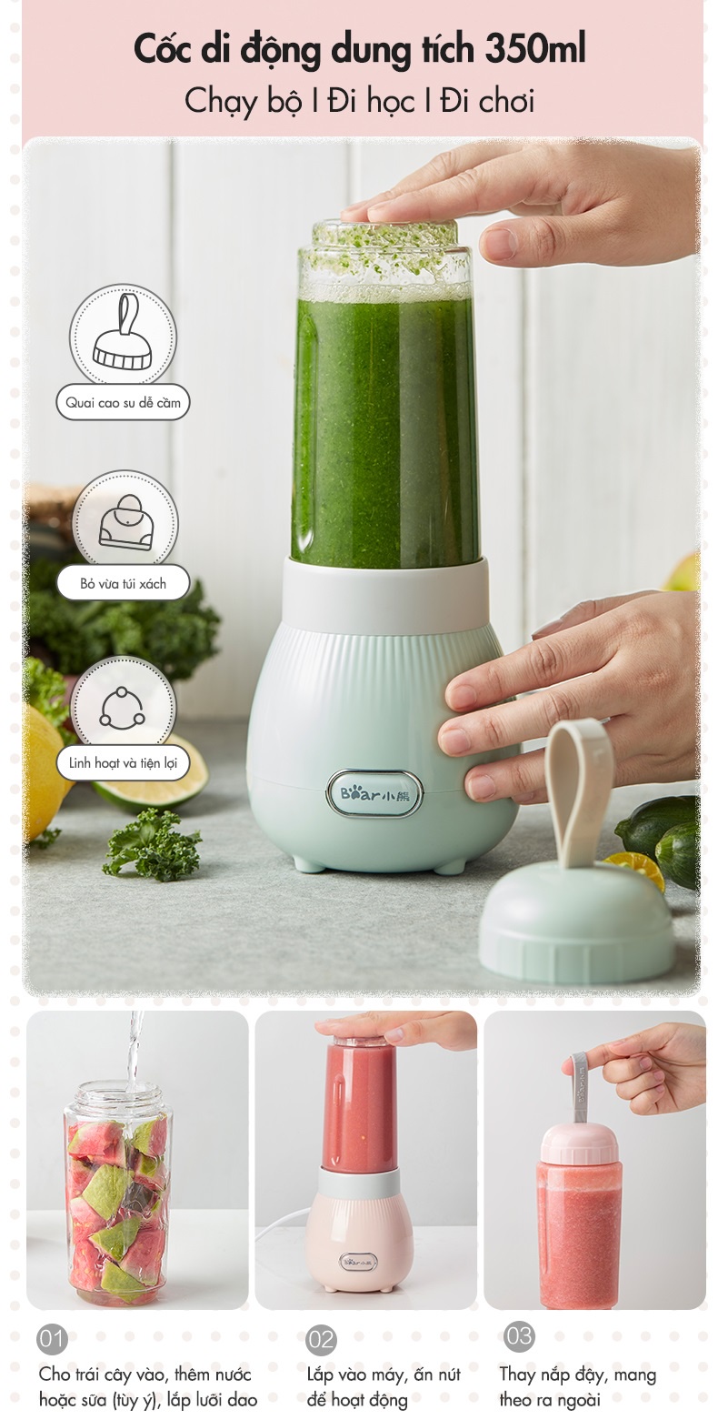Mô tả Máy Xay Sinh Tố Mini 400ml Bear LLJ-C04W1 - Hàng Chính Hãng - 4