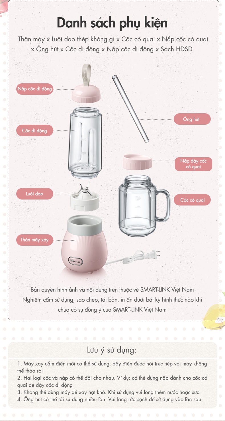 Mô tả Máy Xay Sinh Tố Mini 400ml Bear LLJ-C04W1 - Hàng Chính Hãng - 9