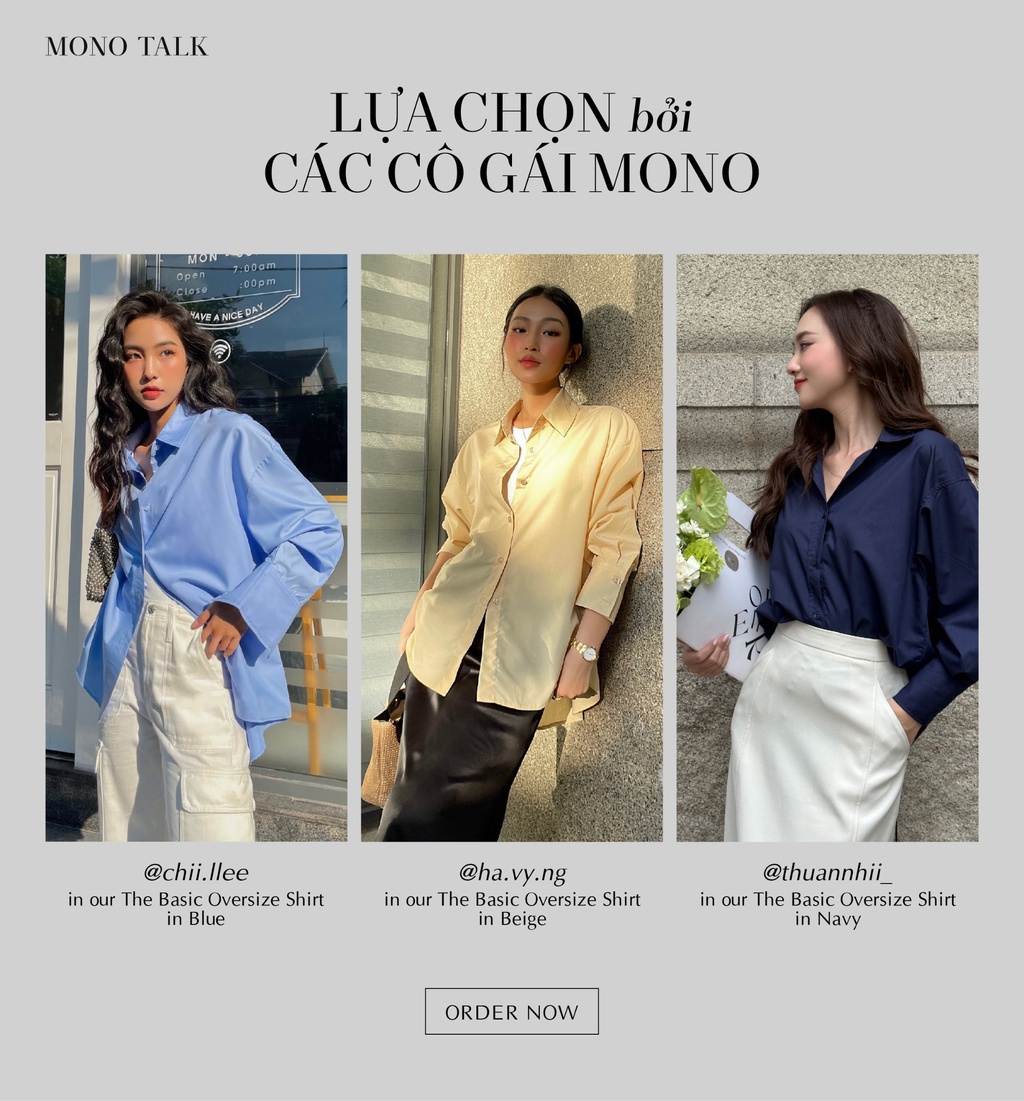 Mô tả Áo sơ mi oversized (tổng hợp màu) vải poplin hạn chế nhăn, mềm mát T10001FT - 3