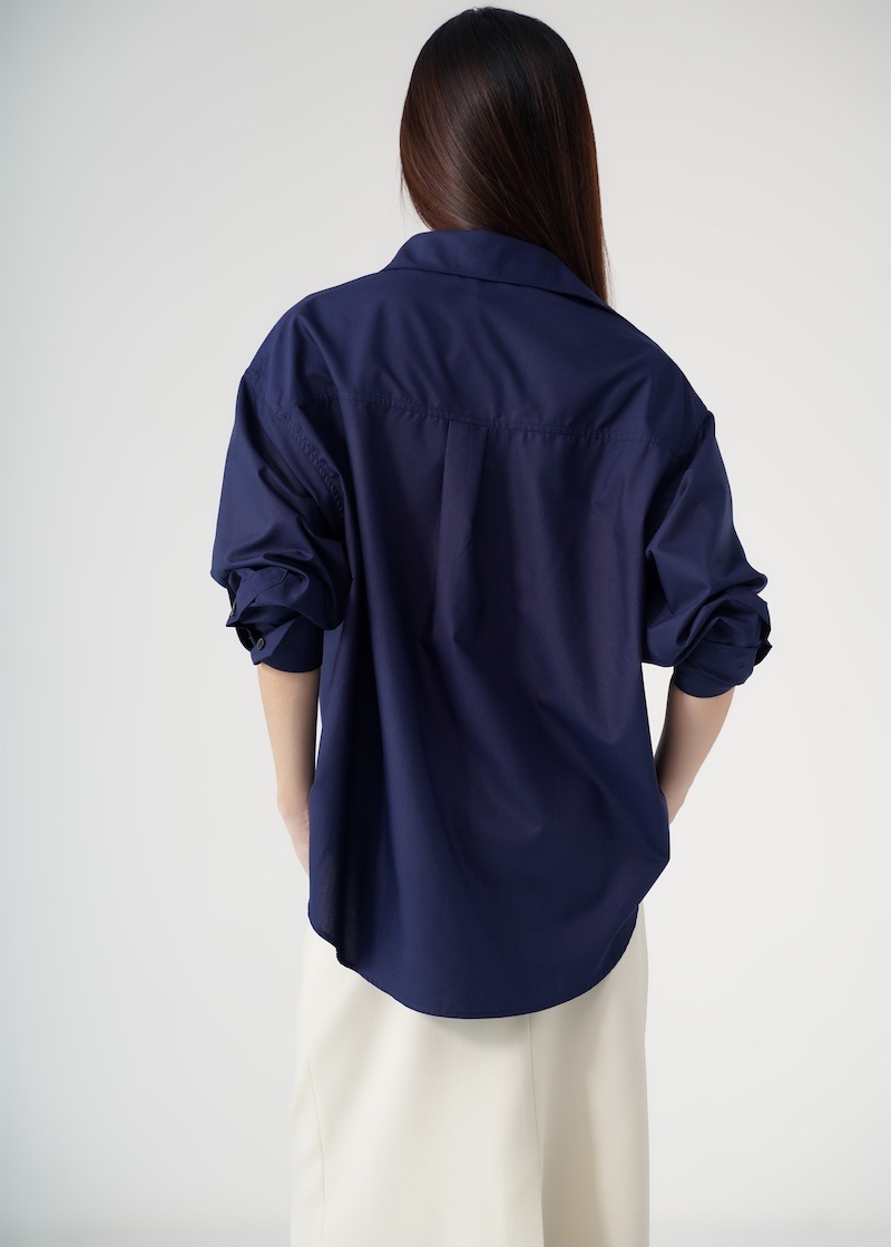 Mô tả Áo sơ mi oversized MONO TALK (navy) vải poplin hạn chế nhăn, mềm mát T10001FT - 4