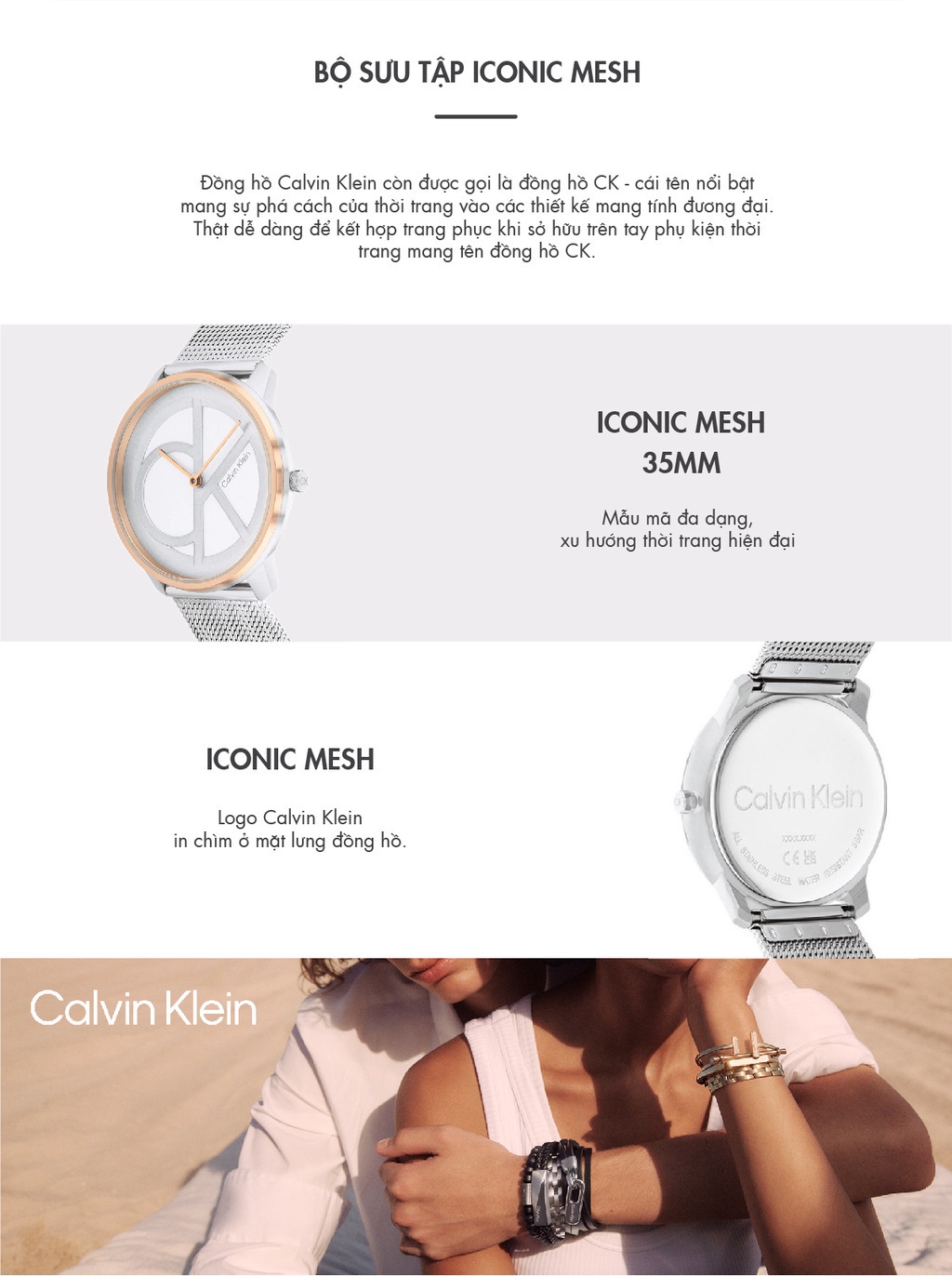 Đồng hồ Calvin Klein Nam/Nữ dây Lưới SS22 - Iconic Mesh CK 25200033 ...