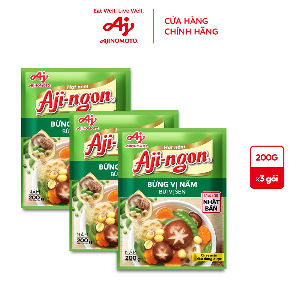 Mô tả Combo 3 Gói Hạt Nêm Aji-ngon® Nấm Hương và Hạt Sen 200g/Gói - 1