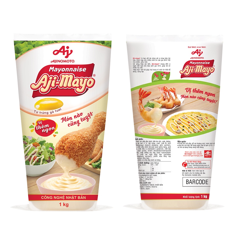 Mô tả Xốt Mayonnaise Aji-mayo® Vị Nguyên Bản 1kg/Tuýp - 2