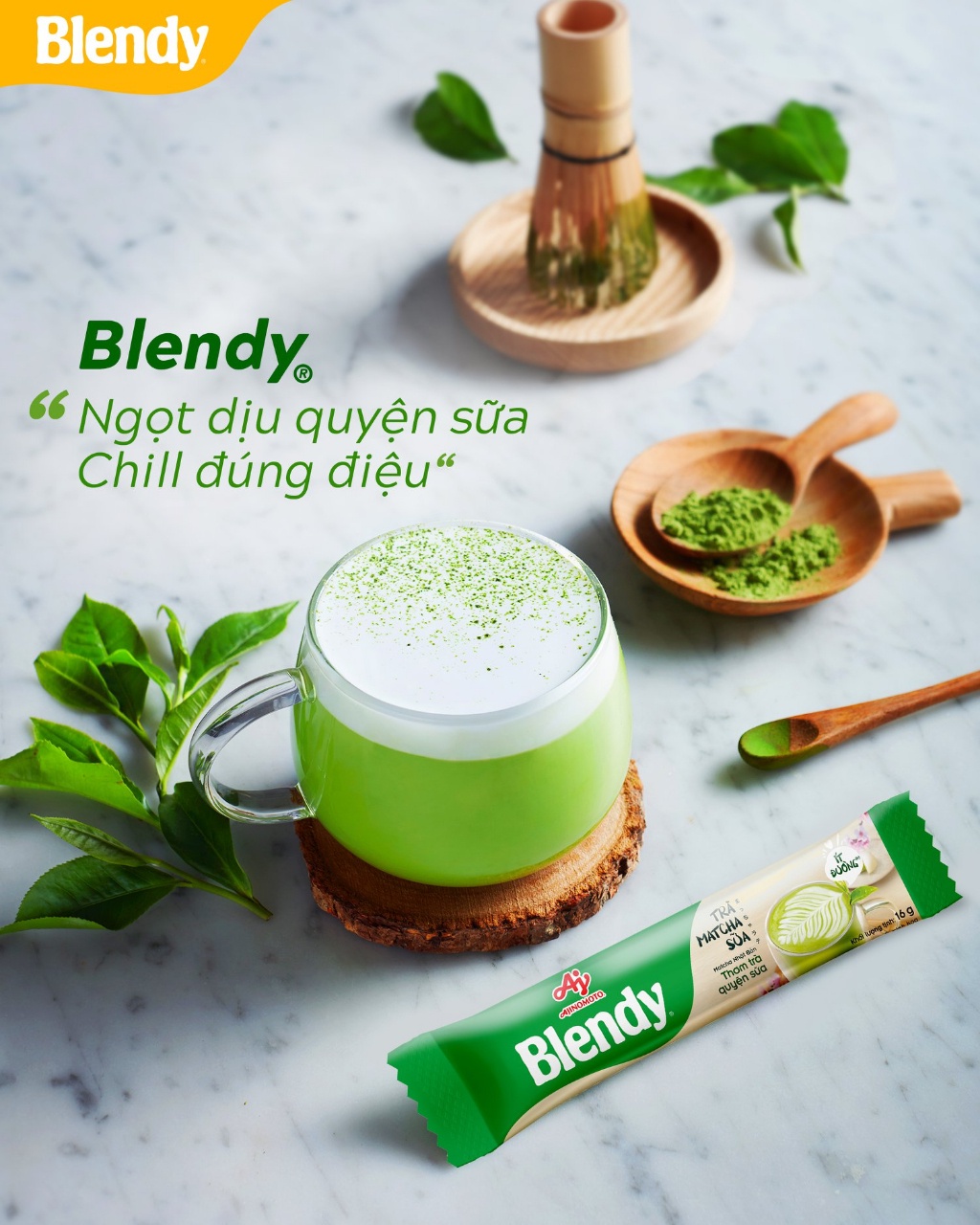 Mô tả Combo 2 Hộp Trà Matcha sữa Blendy® 160g/Hộp (1 Hộp 10 Gói) - 1