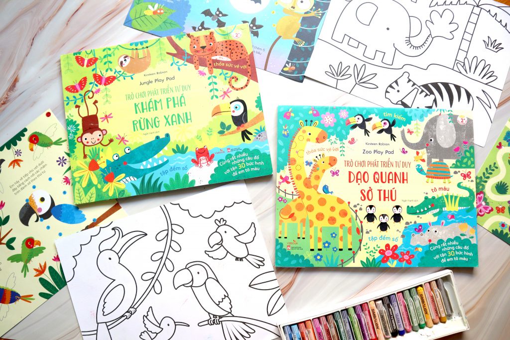 Mô tả Sách - Trò chơi phát triển tư duy: Khám phá rừng xanh - Dạo quanh sở thú Tác giả: Kirsteen Robson Vizibook - 1
