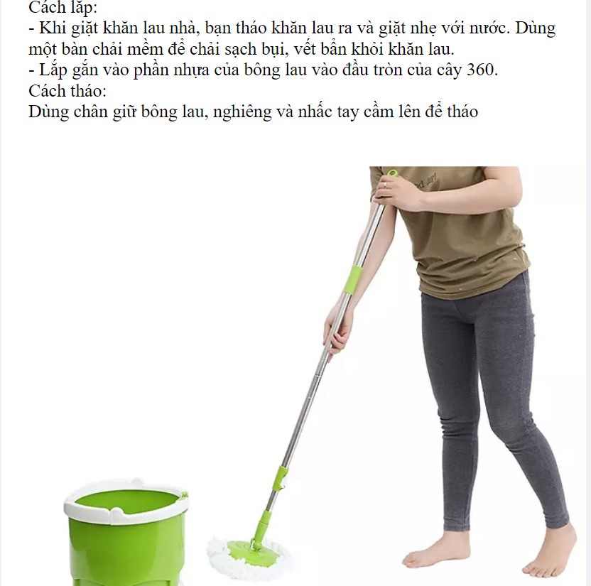 Mô tả Bông lau thay thế Bộ cây lau nhà 360 độ 3M™ Scotch-Brite™, thấm hút nước tốt, 32.5x32.5cm - 4