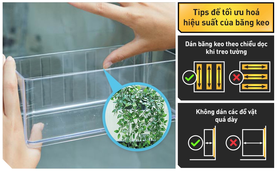 Mô tả Băng keo hai mặt 3M™ Scotch®, trong suốt, siêu dính, độ bền cao, chống tia UV, kéo nhẹ nhàng, 1 cuộn, Dùng trong nhà - 4
