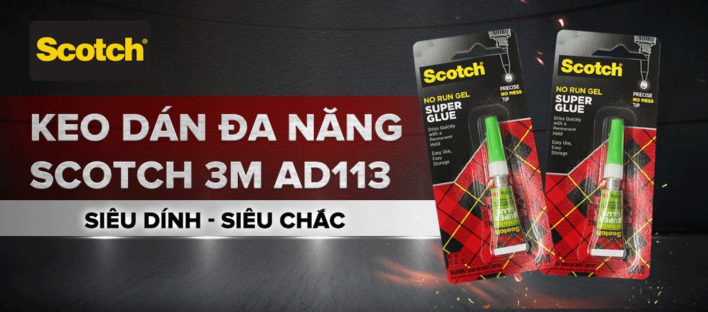 Mô tả Combo 3 Keo dán đa năng 3M™ Scotch®, siêu dính, trong suốt, dạng loãng, mau khô, 2g/ống, Dán được nhiều chất liệu - 3