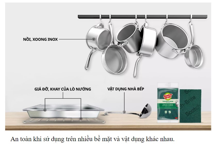 Mô tả Cước rửa chén siêu sạch 3M™ Scotch-Brite®, sợi cước chất lượng cao, gói 5 miếng, 150x100mm - 4