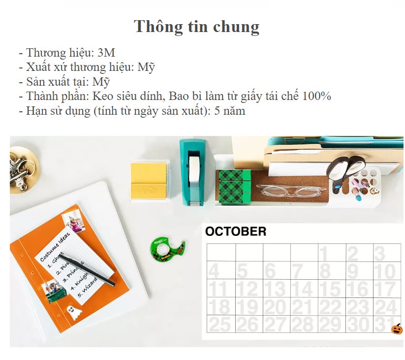 Mô tả Băng keo đa năng 3M™ Scotch®, trong suốt, dính siêu tốt, viết lên được, 19.05mmx7.62m, Đa năng, sửa chữa các tài liệu - 2