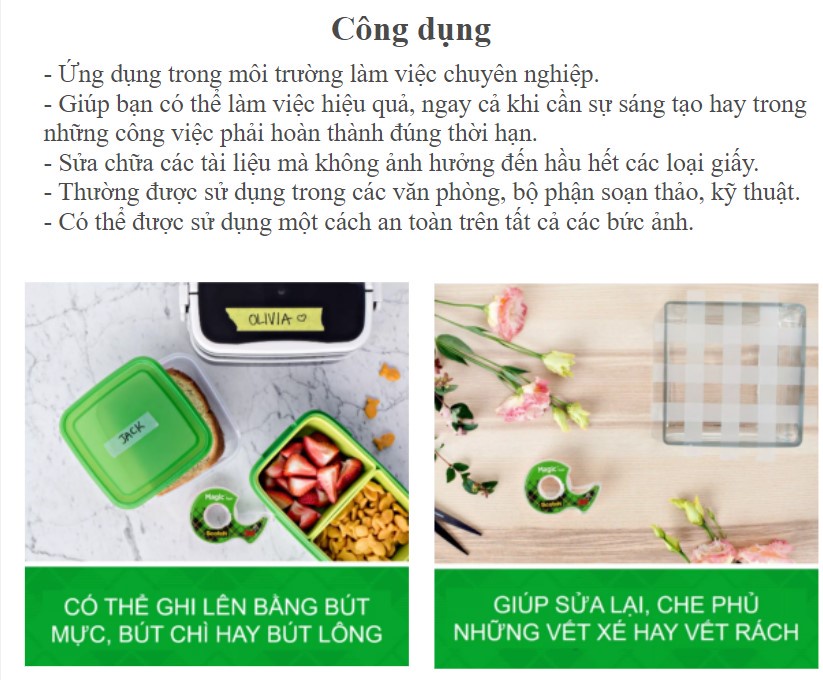 Mô tả Băng keo đa năng 3M™ Scotch®, trong suốt, dính siêu tốt, viết lên được, 19.05mmx7.62m, Đa năng, sửa chữa các tài liệu - 4