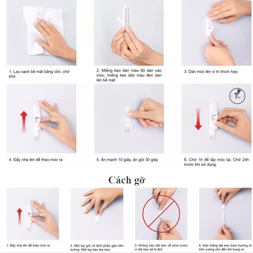 Mô tả Combo 10 Móc dán tường 3M™ Command™, 17008EXVP, độ bền cao, bám cực chắc, chịu lực 2.2kg, Dùng sắp xếp nhà cửa - 6