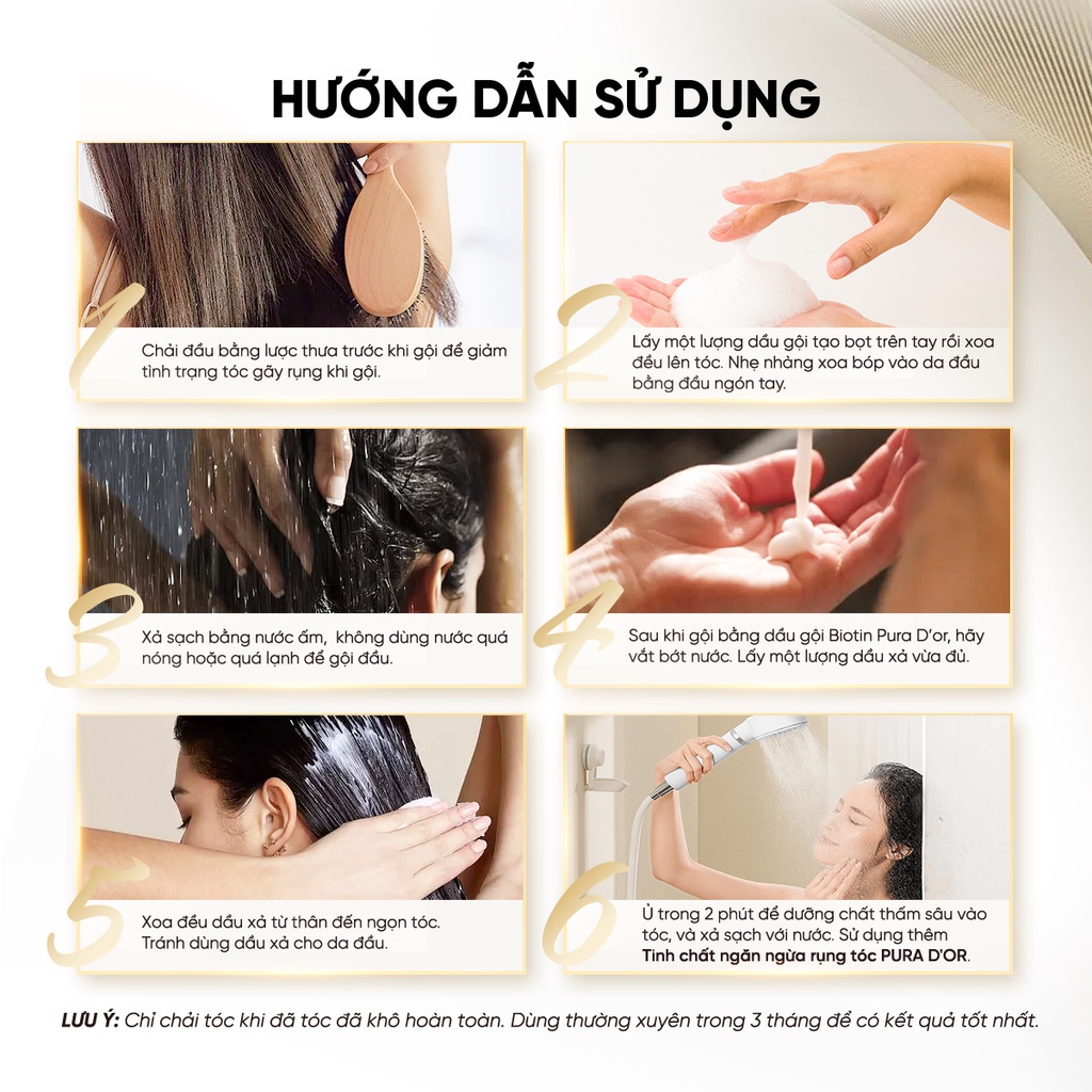 Mô tả Combo Dầu Gội Dầu Xả Hỗ Trợ Giảm Rụng Tóc, Hỗ Trợ Mọc Tóc Biotin Gold Label PURA D'OR 236ML - 5