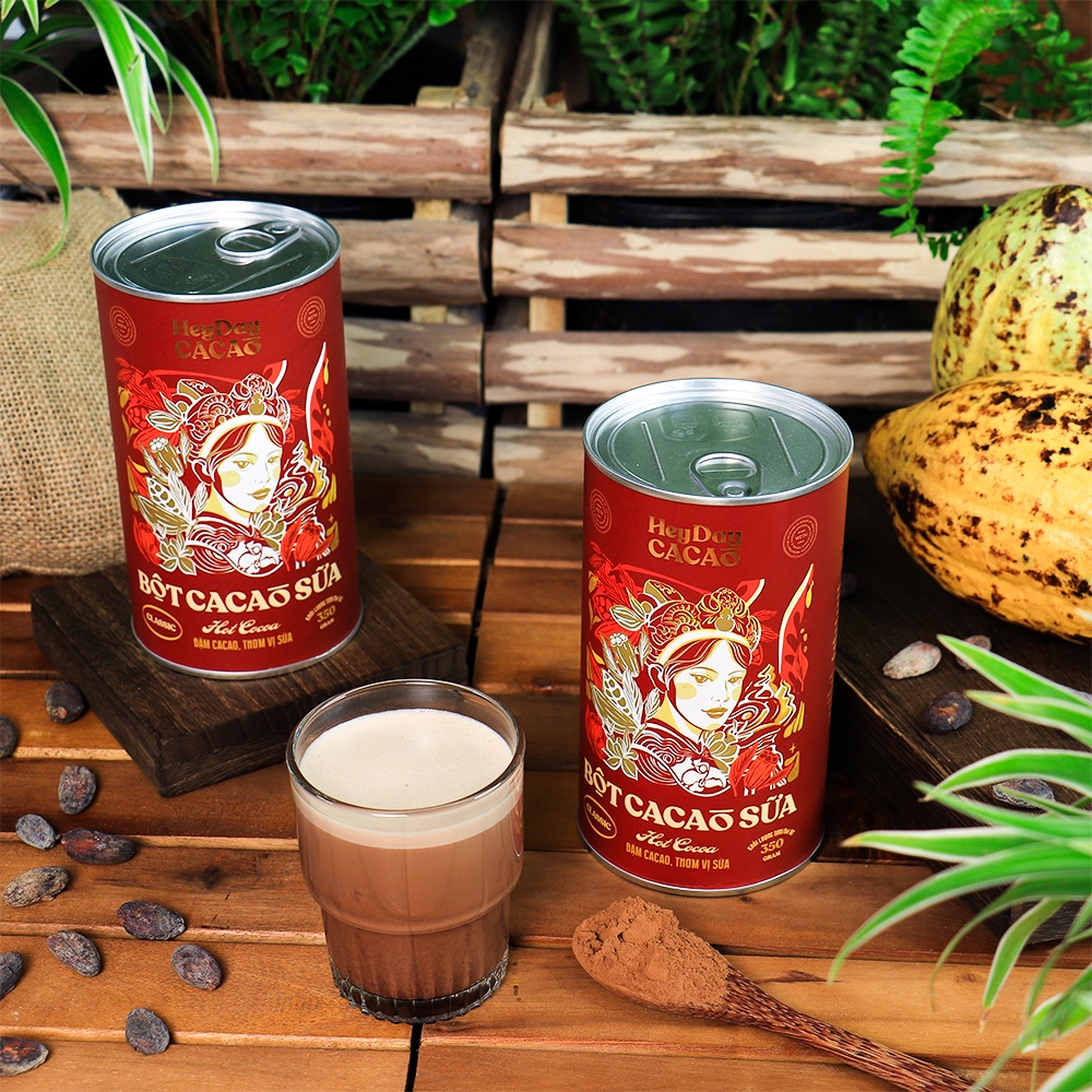 Mô tả Lon 350g - Bột cacao sữa Classic - Đậm cacao, thơm vị sữa – Heyday Cacao - 1