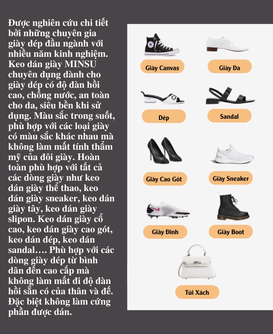 Mô tả Keo Dán Giày Trong Suốt Siêu Dính Đa Năng Chính Hãng MINSU M2522 Chuyên Dụng Cho Giày Dép Thể Thao An Toàn Cho Da 60ml - 9