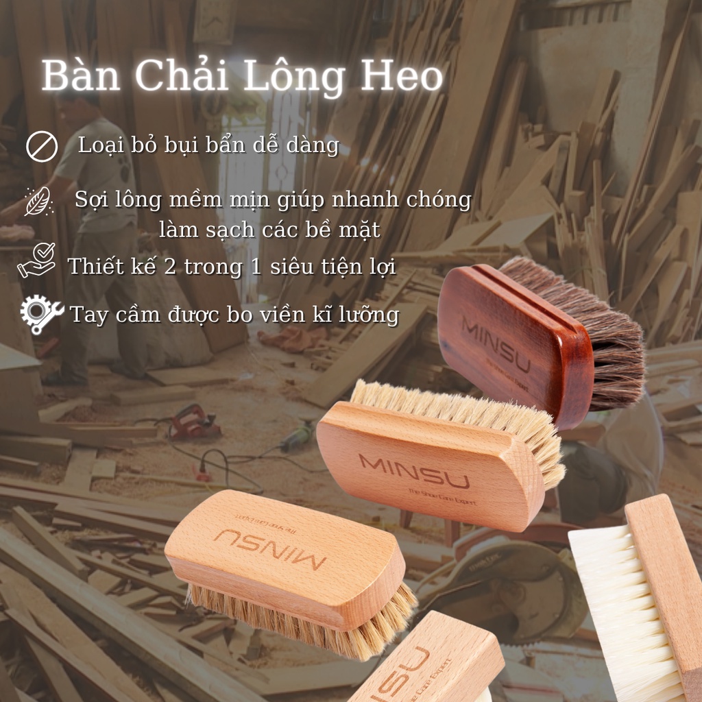 Mô tả Bàn Chải Đánh Giày MINSU M2415 Chuyên Dùng Vệ Sinh Giày Sneaker, Da Lộn Với Chất Liệu Lông Ngựa, Lông Heo Mềm Cao Cấp - 3