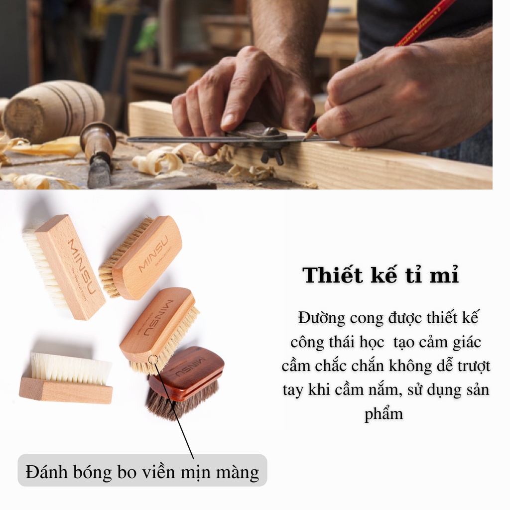 Mô tả Bàn Chải Đánh Giày MINSU M2415 Chuyên Dùng Vệ Sinh Giày Sneaker, Da Lộn Với Chất Liệu Lông Ngựa, Lông Heo Mềm Cao Cấp - 5