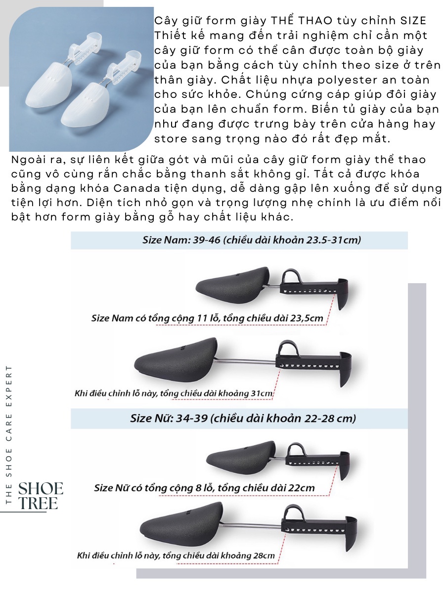 Mô tả Cây Giữ Form Giày MINSU Shoe Tree M2315 Nam Nữ Tùy Chỉnh Theo Size là Dụng Cụ Không Thể Thiếu Để Độn Giữ Dáng Giày - 5