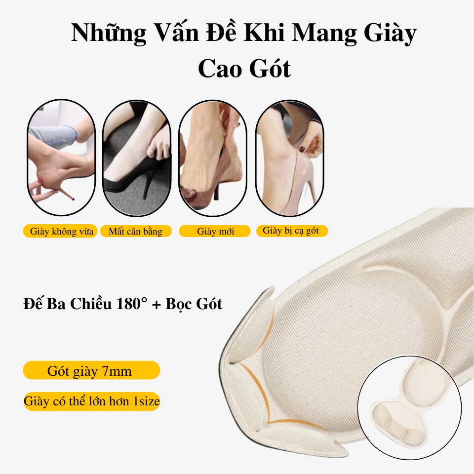 Mô tả Lót Giày Nữ 7D MINSU M2301 Bảo Vệ  Êm Chân, Chống Trầy Thốn Gót, Chống Rộng, Rớt Gót Cho Giày Cao Gót, Búp Bê - 3
