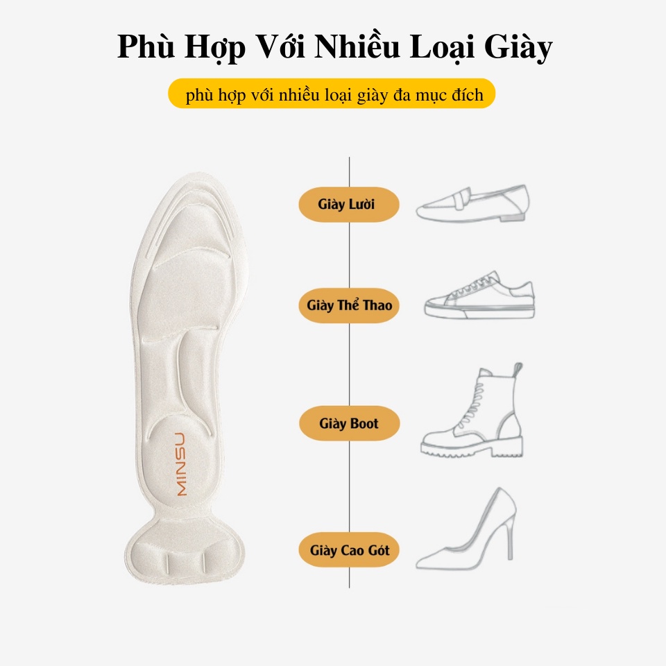 Mô tả Lót Giày Nữ 7D MINSU M2301 Bảo Vệ  Êm Chân, Chống Trầy Thốn Gót, Chống Rộng, Rớt Gót Cho Giày Cao Gót, Búp Bê - 8