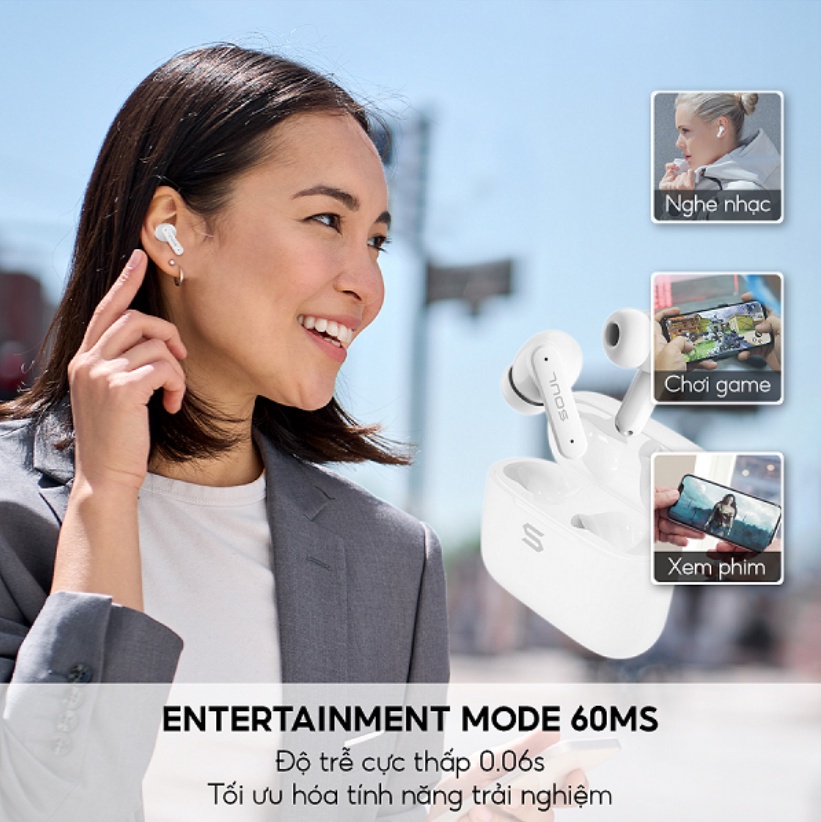 Mô tả Tai nghe TrueWireless SOUL S-Live 30 - Công nghệ chống ồn ENC, Kháng nước IPX4, Bluetooth 5.3, Độ trễ 60ms, BH 12 tháng - 2