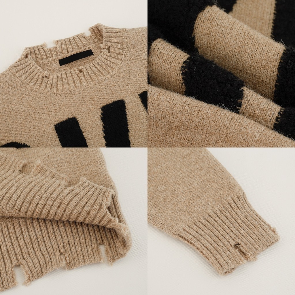 Áo Len Nam Cổ Tròn Rách Viền Form Rộng Phong Cách Đường Phố | Shopee ...