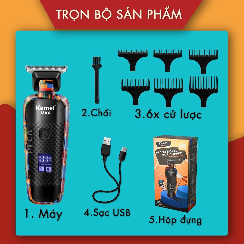 Mô tả Tông đơ chấn viền Kemei KM-MAX5090 màn hình LCD thông minh, thiết kế độc đáo, có thể cắt tóc,chấn viền, cạo râu - 12