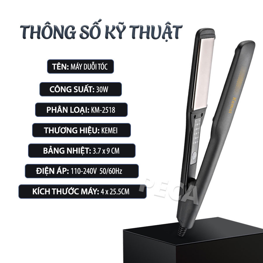 Mô tả Máy duỗi tóc điều chỉnh 5 mức nhiệt Kemei KM-2518 sử dụng được cho mọi loại tóc có thể là ép tóc, uốn cụp, uốn sóng - 10
