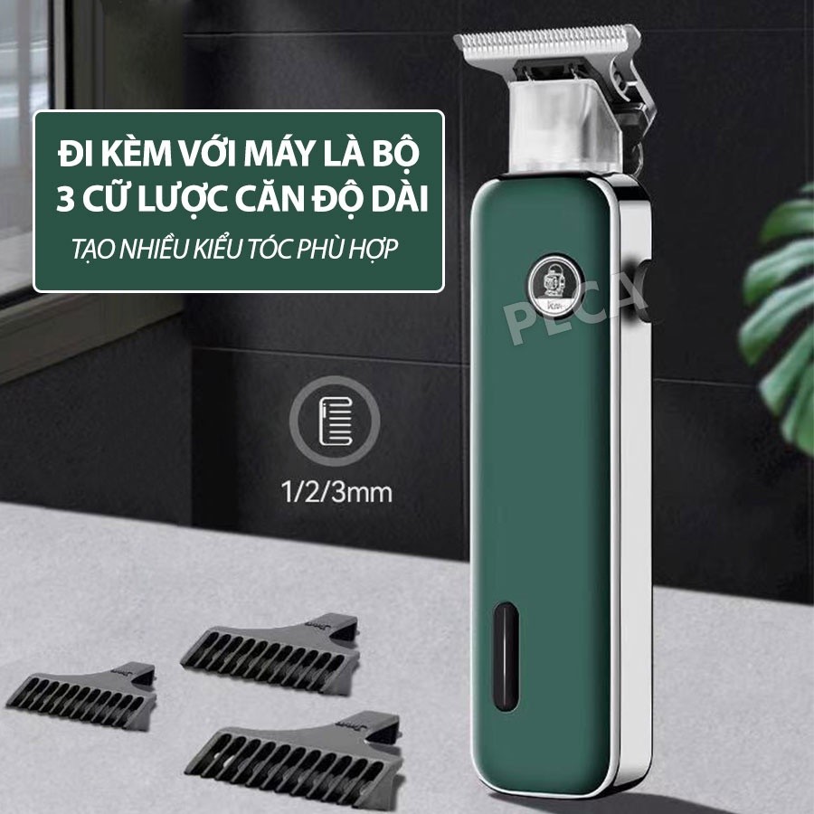 Mô tả Tông đơ chấn viền cao cấp Kemei KM-5098 thiết kế độc đáo kết hợp cạo đầu, khắc tóc, fade trắng chân tóc- Hàng chính hãng - 8