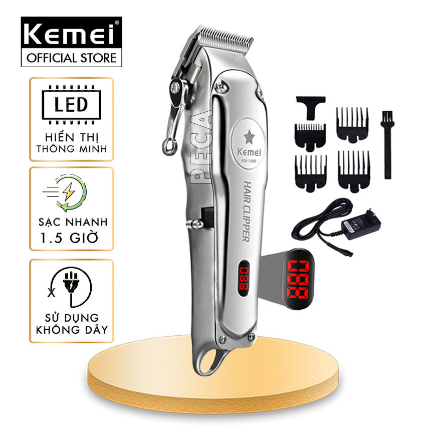 Mô tả Tông đơ cắt tóc chuyên nghiệp màn hình LCD KEMEI KM-1996 hợp kim nhôm hàng không cao cấp lưỡi thép không gỉ pin trâu 3 - 1