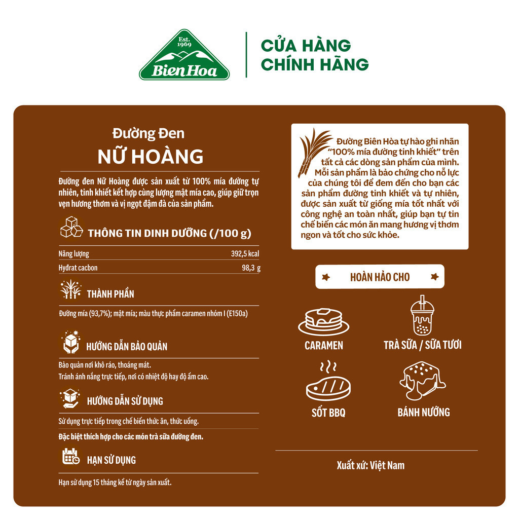 Mô tả Combo 2 Túi Đường đen nữ hoàng Biên Hòa 1kg/túi - 2