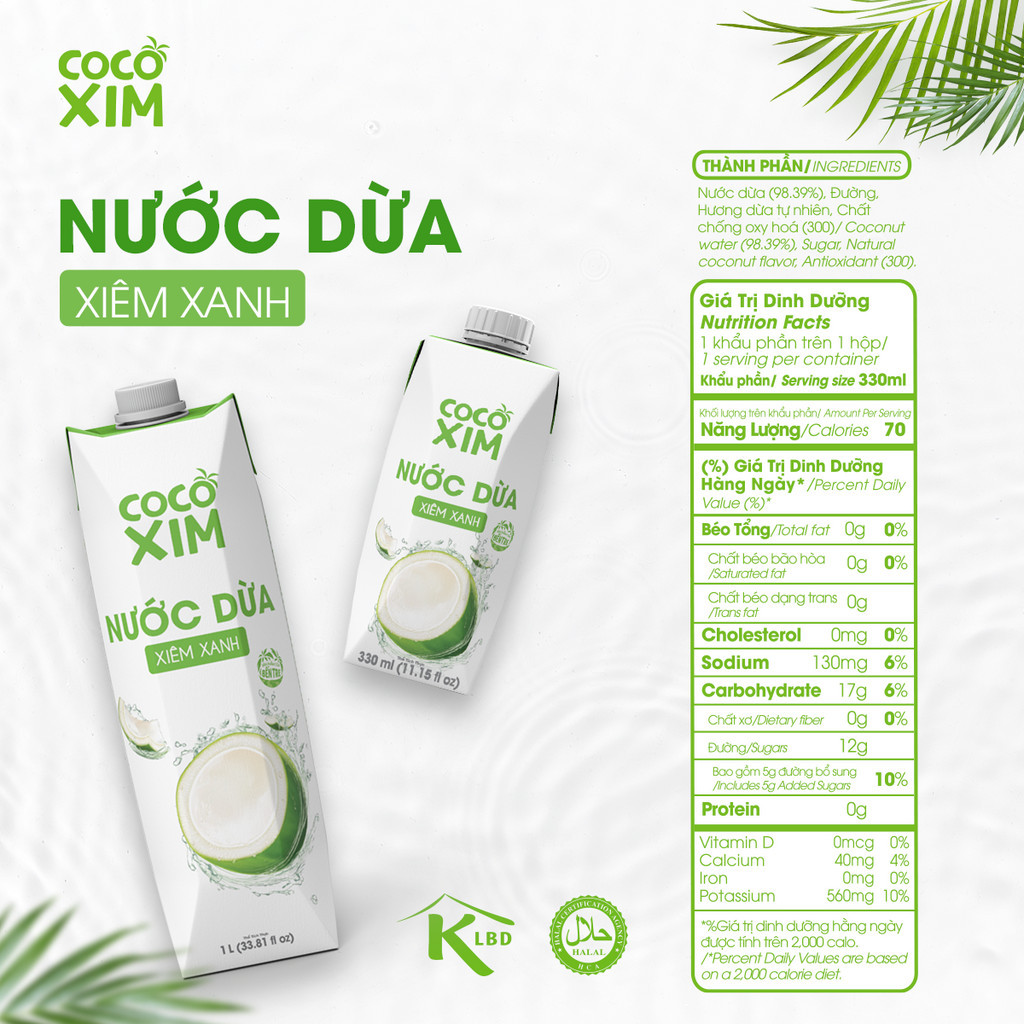 Mô tả Thùng 12 Hộp Nước dừa đóng hộp Cocoxim Xanh dung tích 1000ml/Hộp - 2