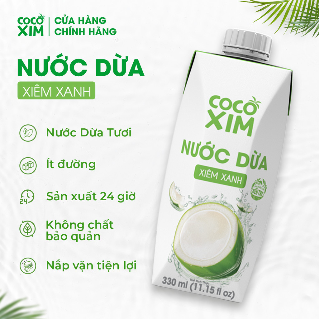 Mô tả THÙNG 12 Hộp Nước dừa đóng hộp Cocoxim Xanh dung tích 330ml/Hộp - 1