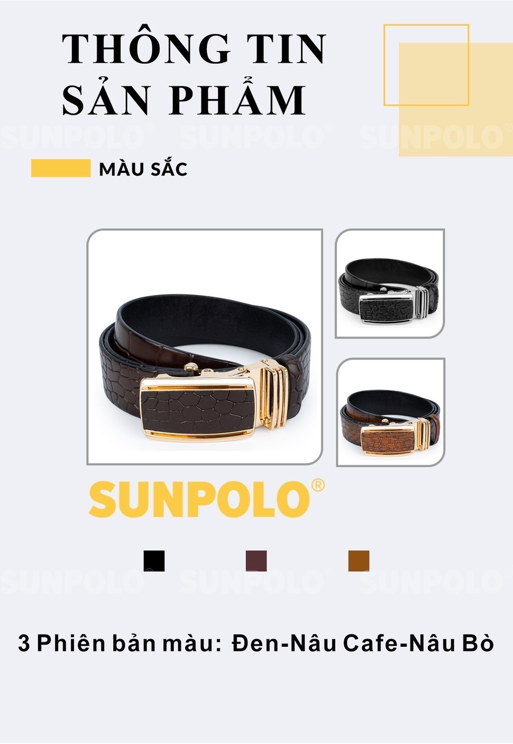 Mô tả Thắt lưng nam da bò SUNPOLO khóa cài tự động BSAL50 - 1