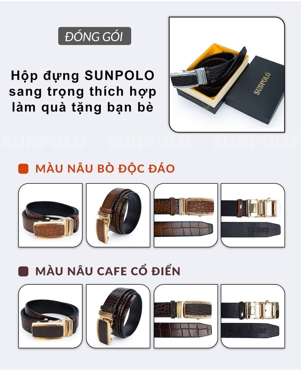 Mô tả Thắt lưng nam da bò SUNPOLO khóa cài tự động BSAL50 - 3
