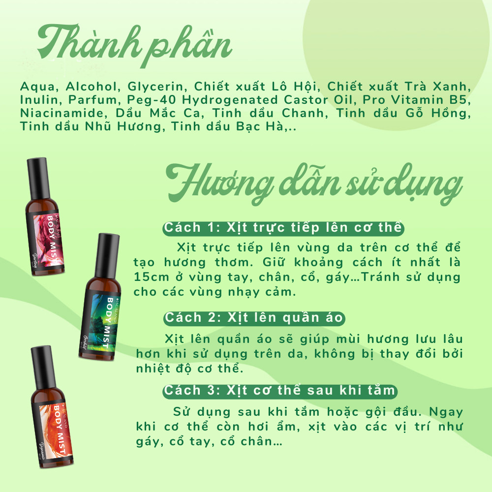 Mô tả Body Mist xịt thơm toàn thân MACALAND 35ml/100ml hương nước hoa Pháp kết hợp dưỡng ẩm da - 5