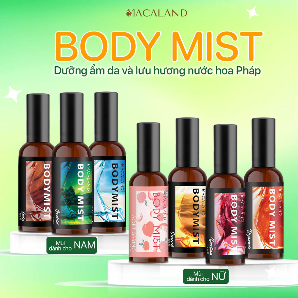 Mô tả Body Mist xịt thơm toàn thân MACALAND 20ml/35ml/100ml xịt hương nước hoa kết hợp dưỡng ẩm cho da - 1