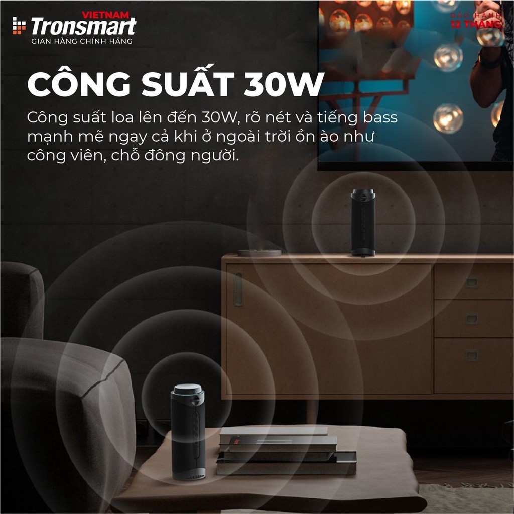 Mô tả Loa Bluetooth Tronsmart T7 V5.3 | Công suất 30W | Âm thanh 360° | Chống nước IPX7 | Hỗ trợ thẻ nhớ | Bảo hành 12 tháng - 2