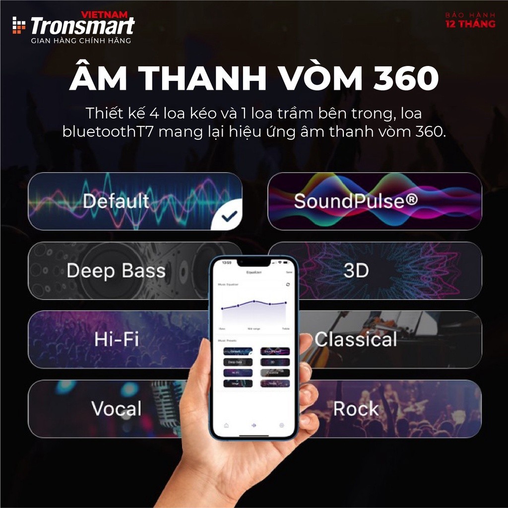 Mô tả Loa Bluetooth Tronsmart T7 V5.3 | Công suất 30W | Âm thanh 360° | Chống nước IPX7 | Hỗ trợ thẻ nhớ | Bảo hành 12 tháng - 4
