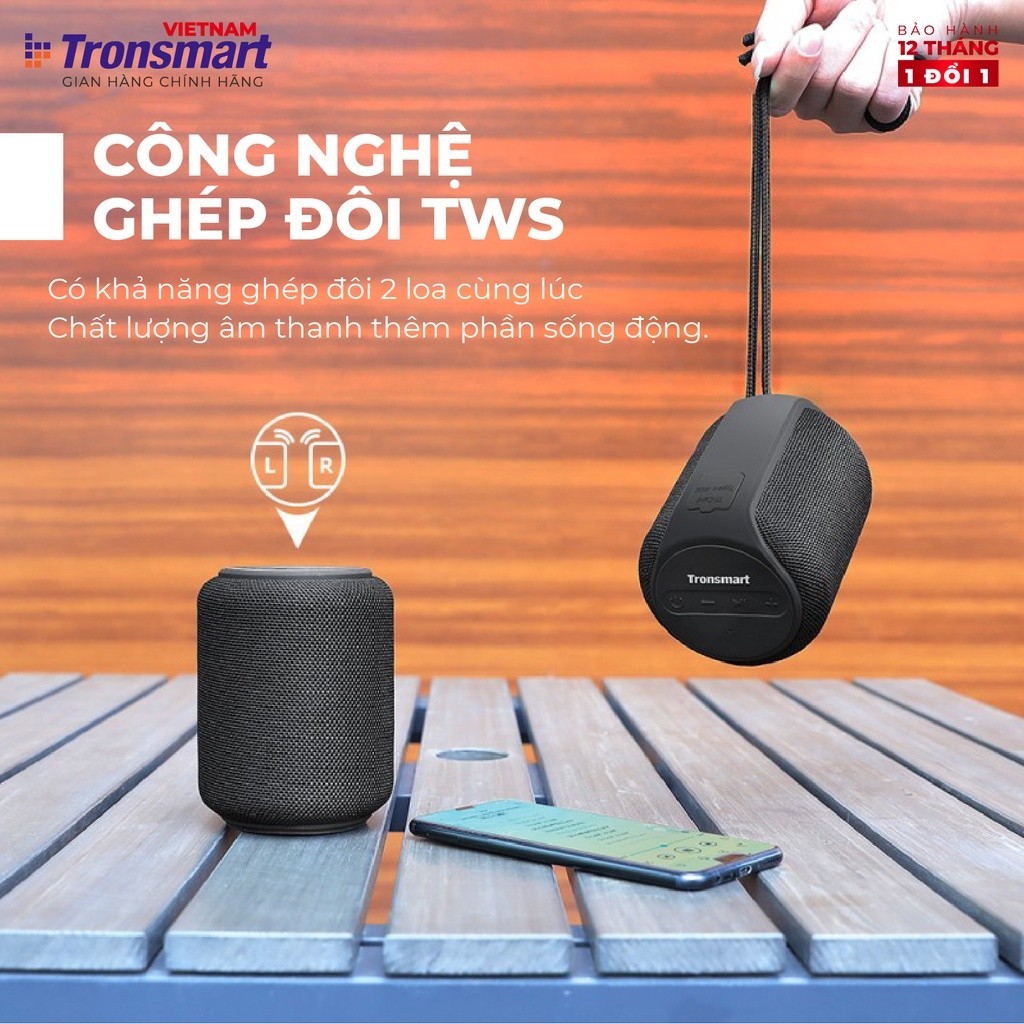 Mô tả Loa Bluetooth Tronsmart T6 Mini Upgraded V5.3 | Công suất 15W | Âm thanh 360° | Kháng nước IPX6 | BH 12 tháng - 6