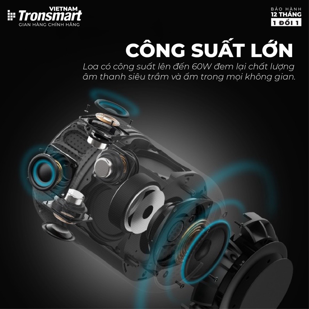 Mô tả Loa Bluetooth Tronsmart Element T6 Max | Công suất 60W | Âm thanh vòm 360° | 20H phát nhạc | Bảo hành 12 tháng - 5